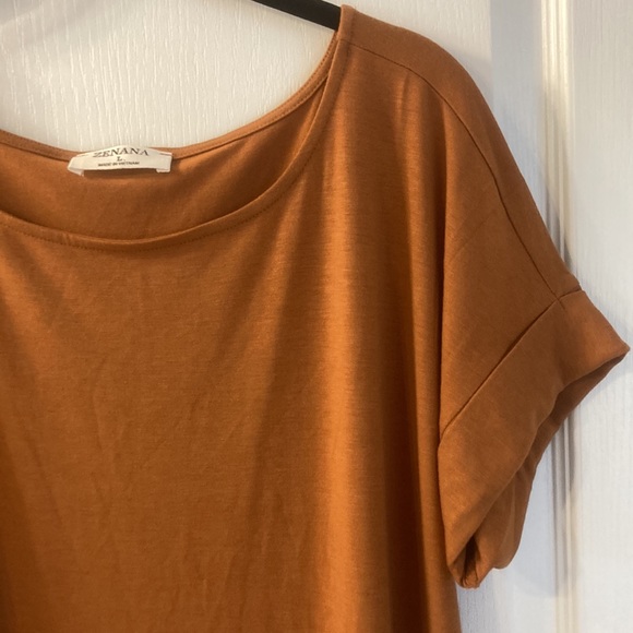 Zenana Slouchy Burnt Sienna Shift Dress with Pockets - Picture 2 of 4